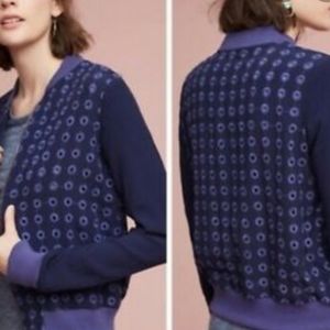 Anthropologie Amadi Bomber Jacket XS Eyelet Blue